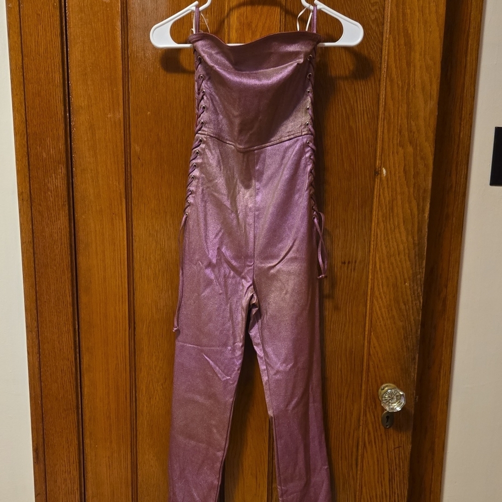 Strapless Purple Women's Jumpsuit